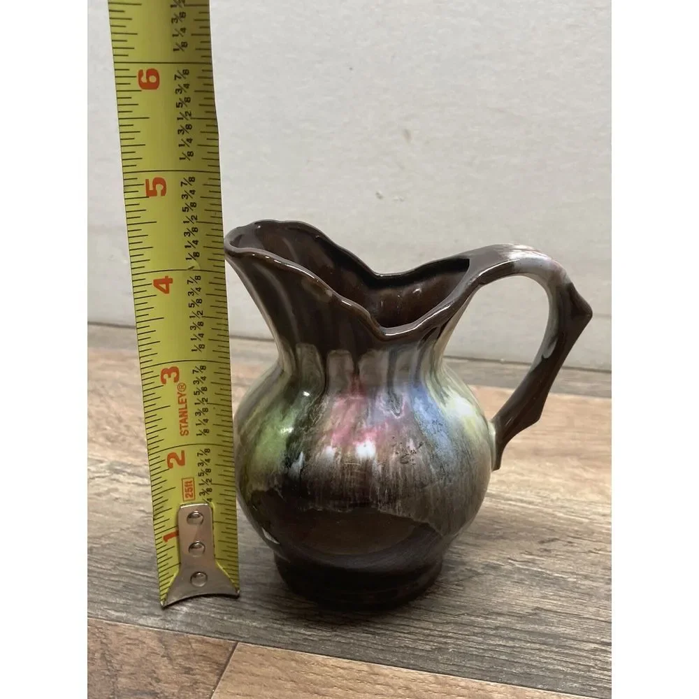 Ceramic Creamer small pitcher brown Multi‎ Colored.